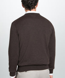 Chocolate Merino Wool V-Neck Sweater