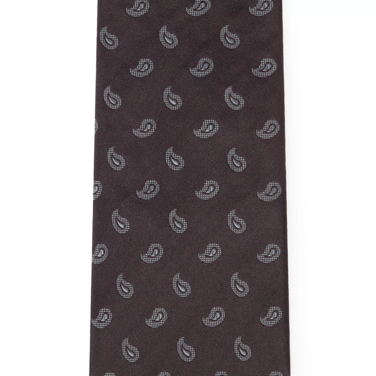 Black & Grey Paisley Motif Silk Woven Tie