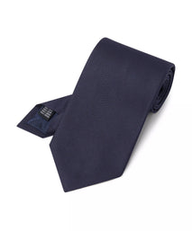 Navy Blue Plain Woven Silk Tie