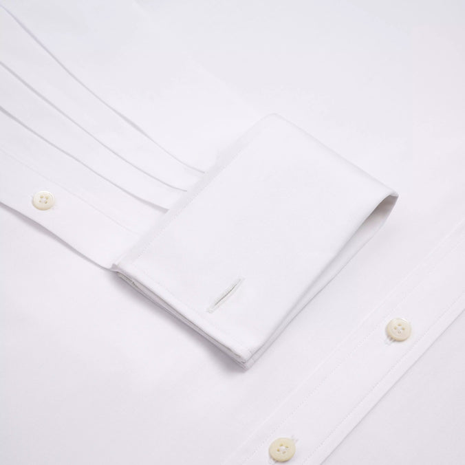 White Classic Fit Double Cuff Ramses Poplin Formal Shirt