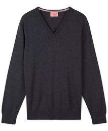 Grey Merino Wool V-Neck Sweater