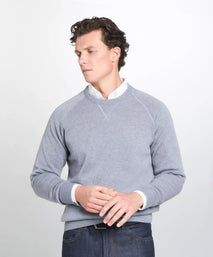 Pale Grey Knitted Crew Neck Sweatshirt