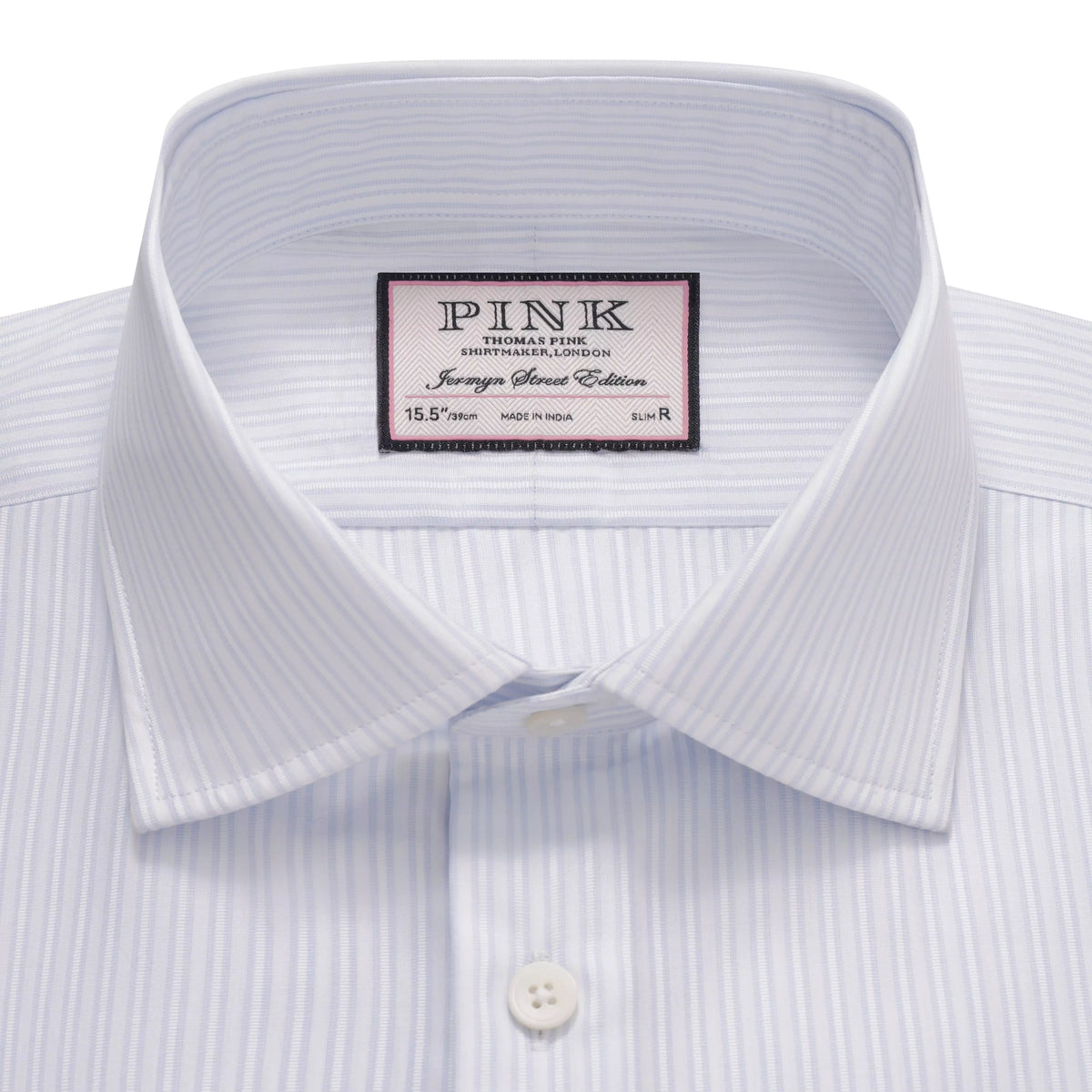 Pale Blue & White Slim Fit Formal Dobby Satin Stripe Shirt