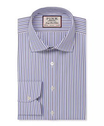 White & Blue Tailored Fit Regent Track Stripe Formal Shirt