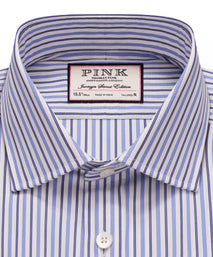 White & Blue Tailored Fit Regent Track Stripe Formal Shirt