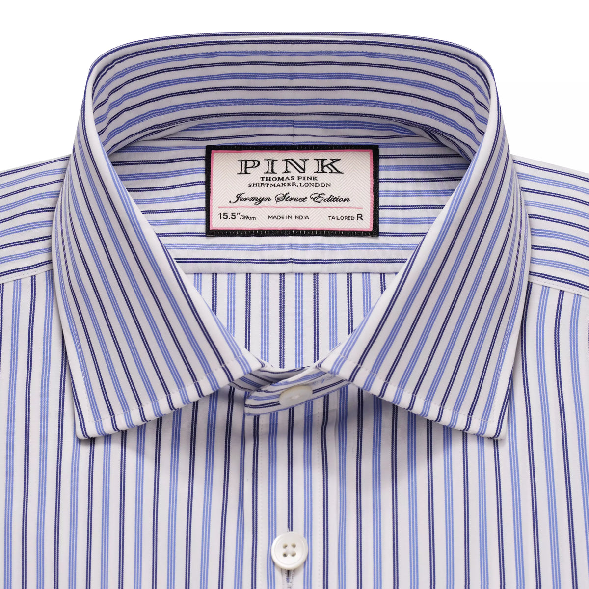 White & Blue Tailored Fit Regent Track Stripe Formal Shirt