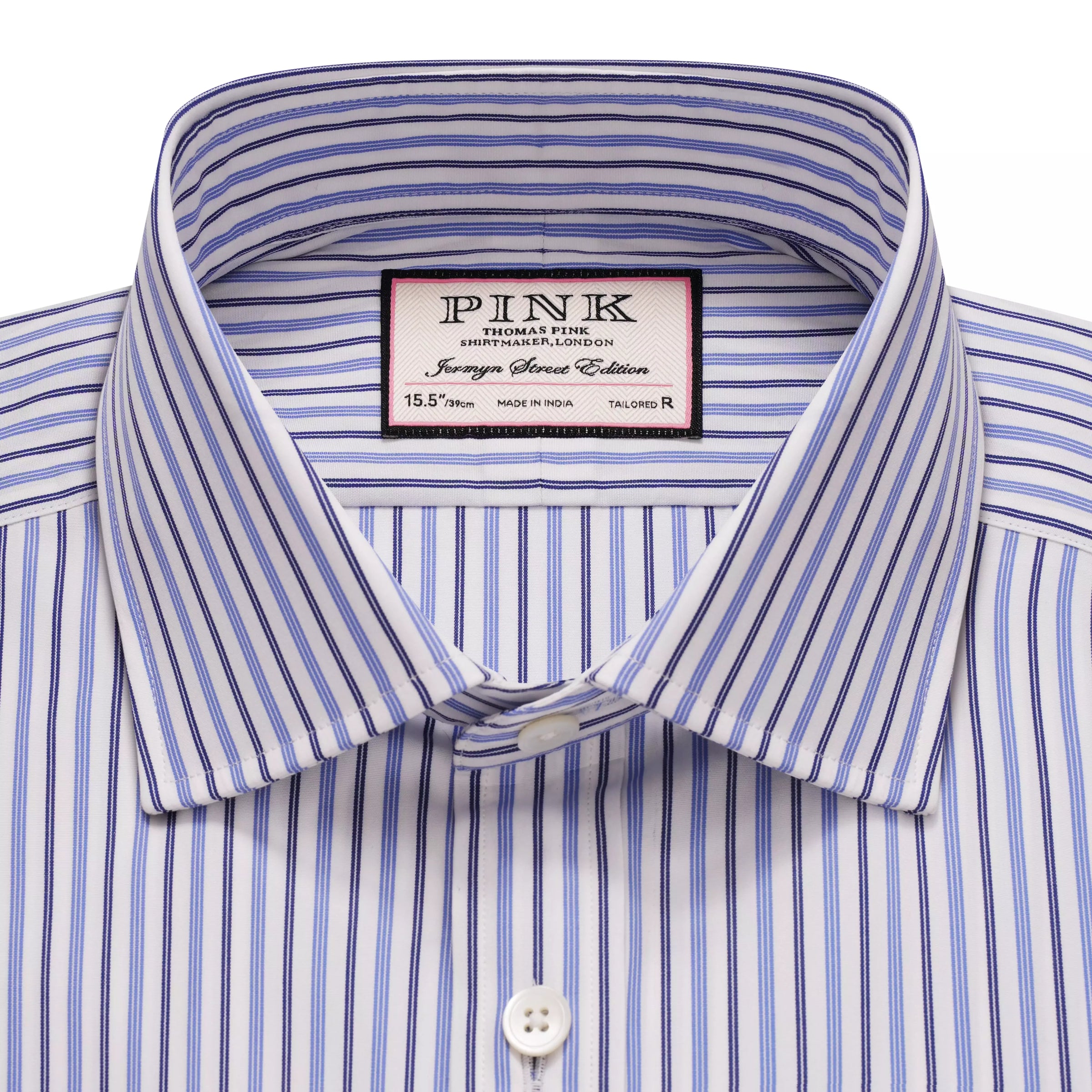 White & Blue Tailored Fit Regent Track Stripe Formal Shirt