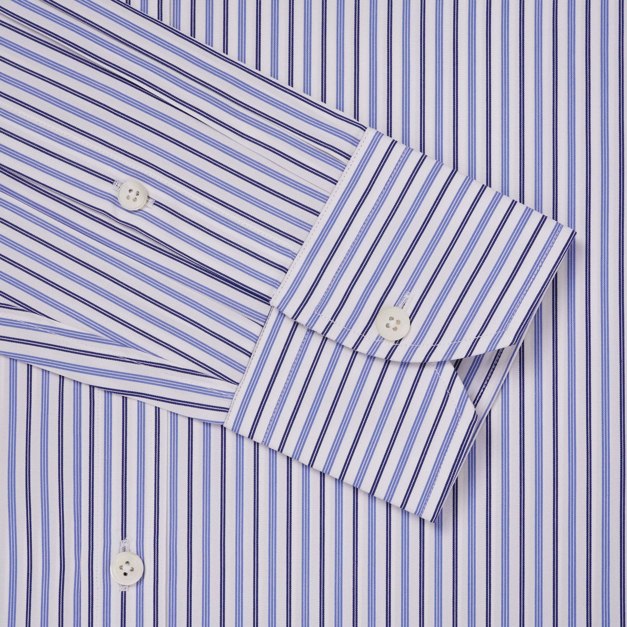 White & Blue Tailored Fit Regent Track Stripe Formal Shirt