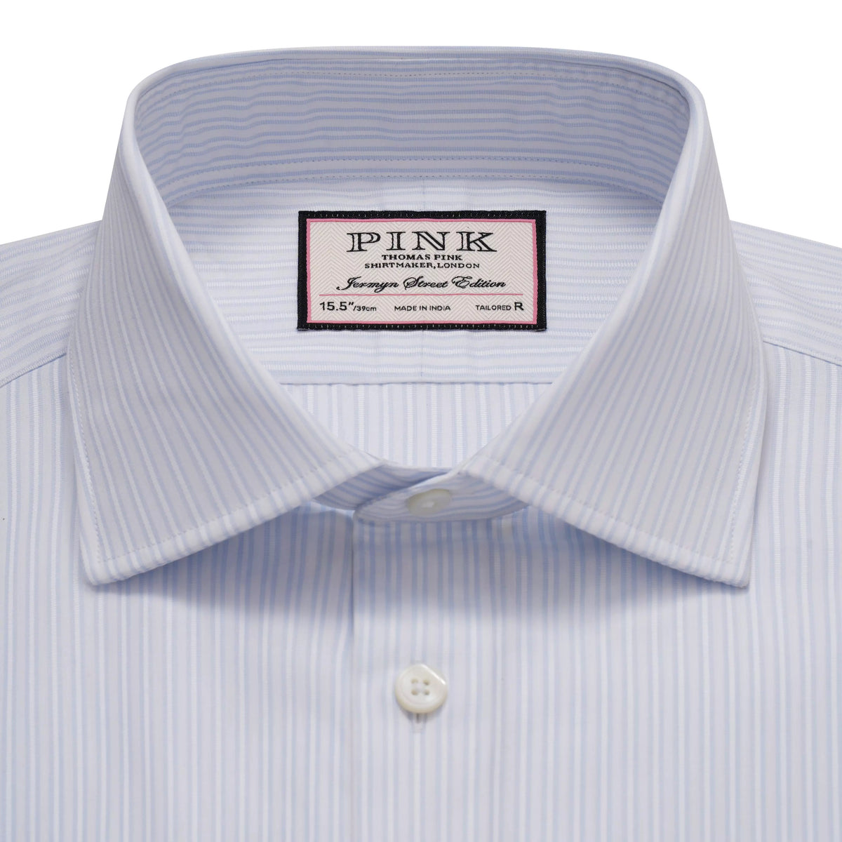 Pale Blue & White Tailored Fit Formal Dobby Satin stripe Shirt