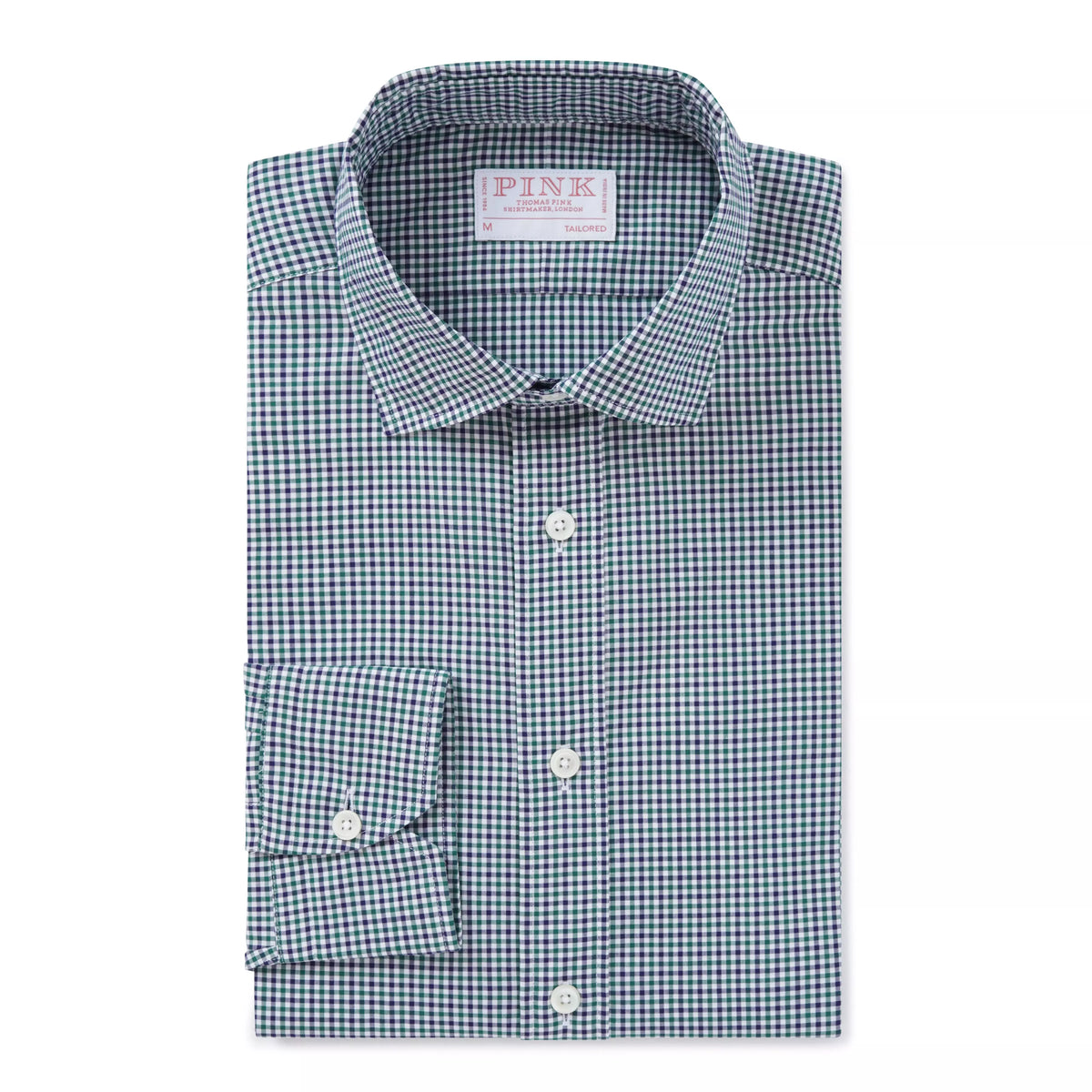 Green & Blue Tailored Fit Smart Casual Mini Check Shirt