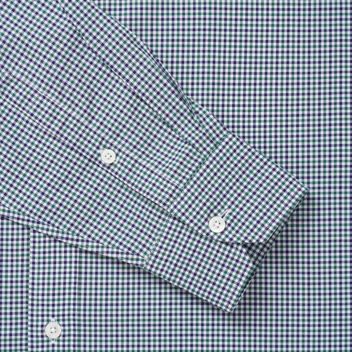 Green & Blue Tailored Fit Smart Casual Mini Check Shirt
