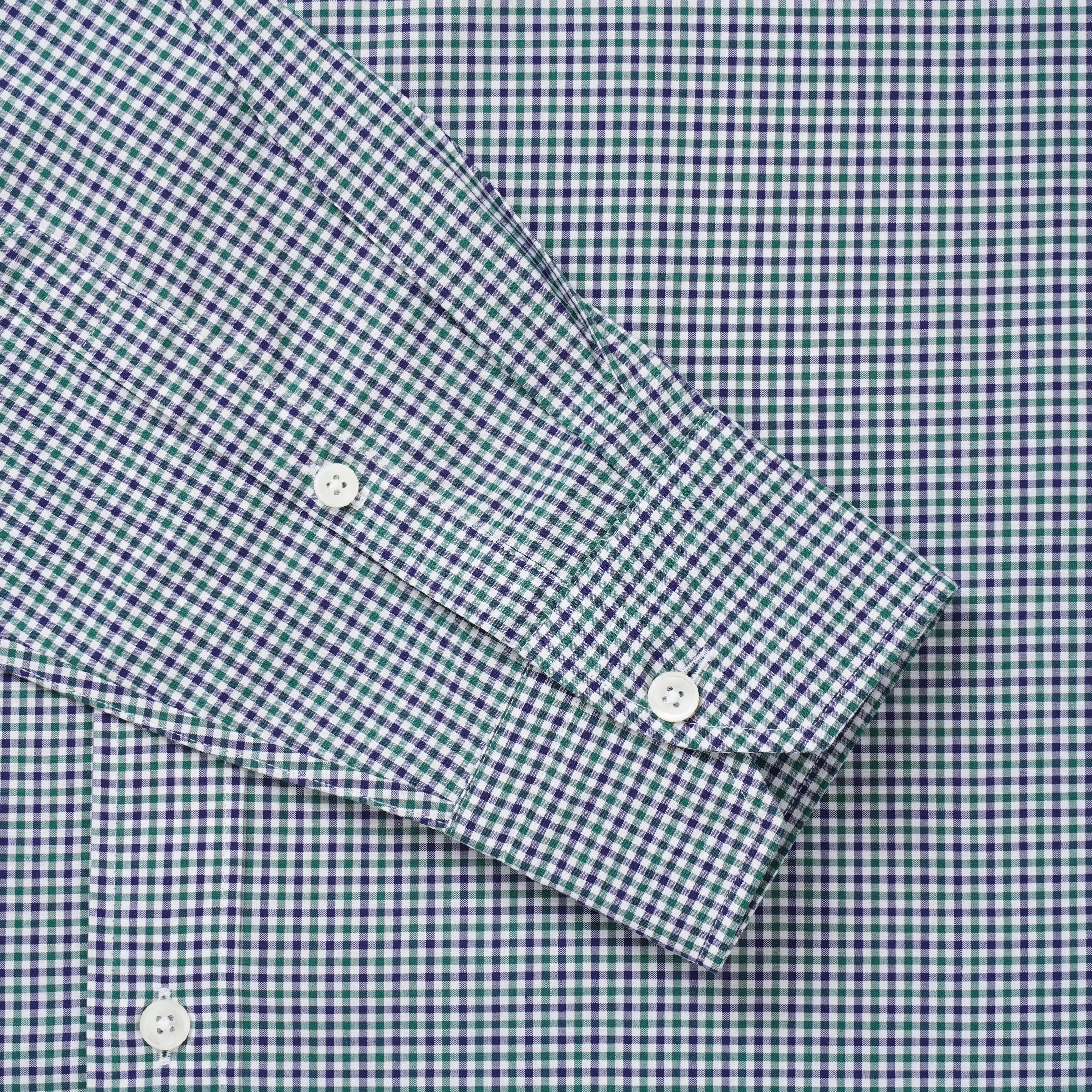 Green & Blue Tailored Fit Smart Casual Mini Check Shirt