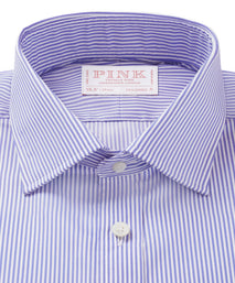 Blue & Navy Slim Fit Bengal Twill Stripe Formal Shirt
