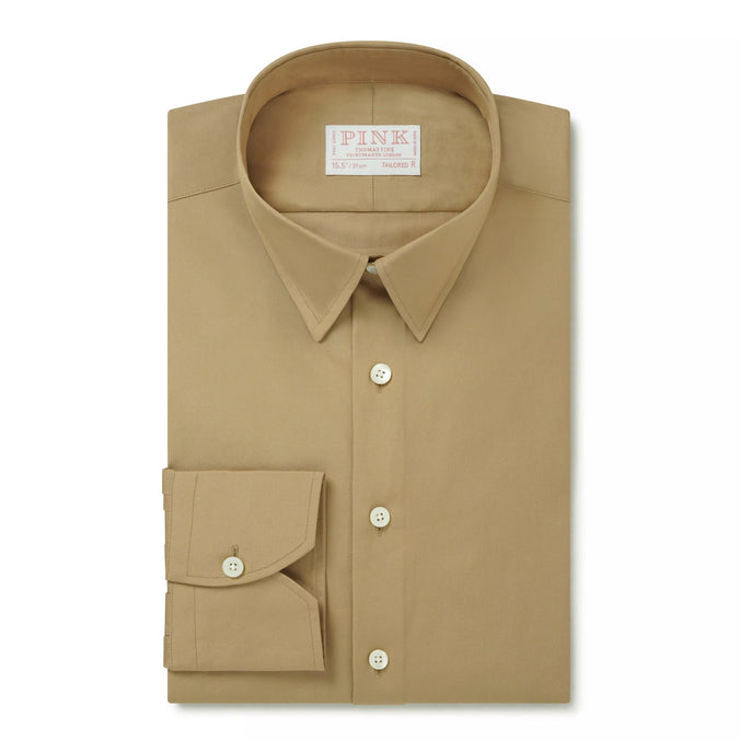 Camel Tailored Fit Cotton Poplin Formal Shirt